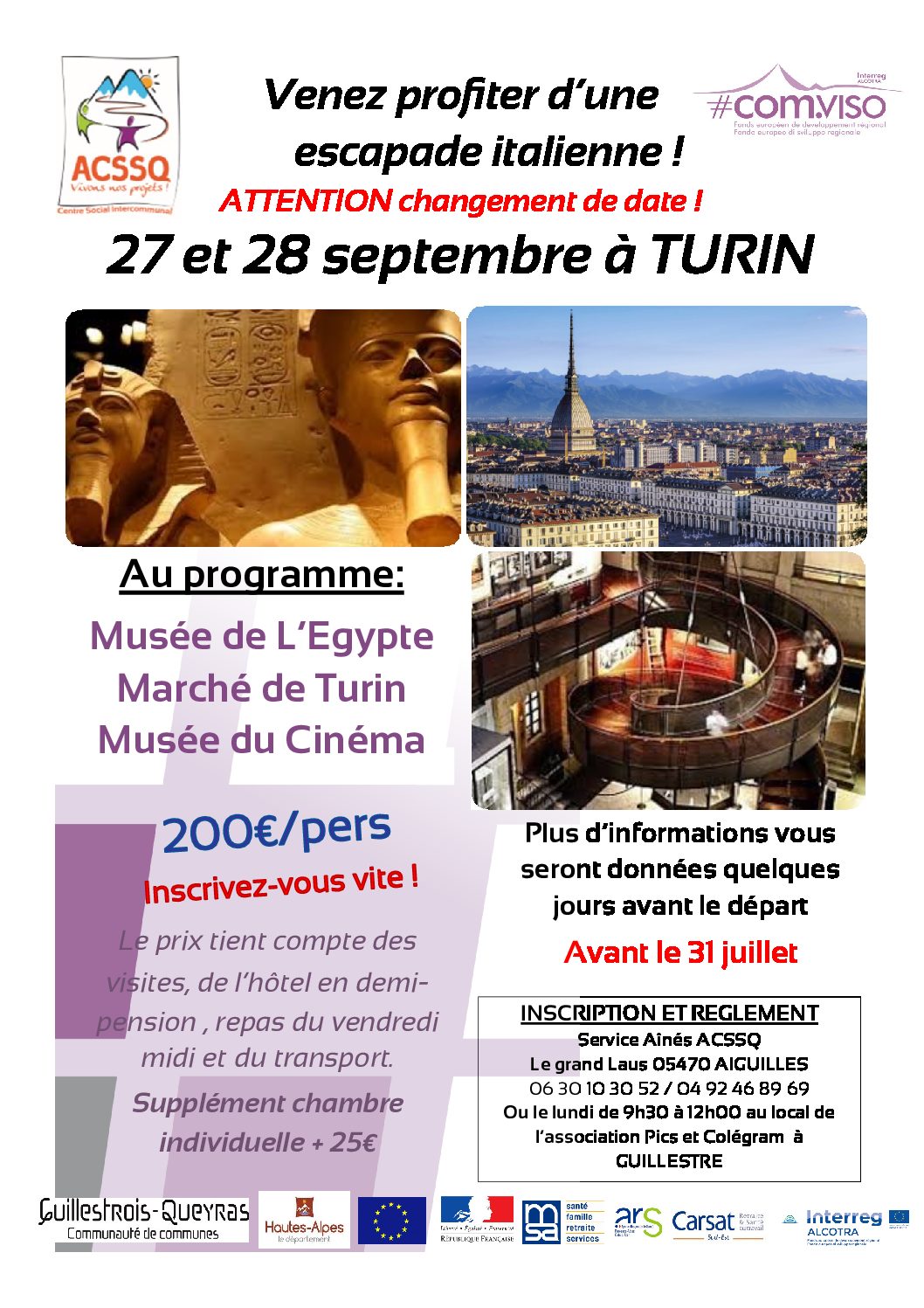 Séjour à Turin – les 27 et 28 septembre 2019