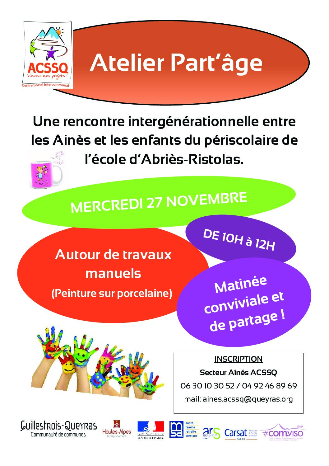 Atelier Part’âge avec les enfants de l’école d’Abriès-Ristolas – Mercredi 27 novembre