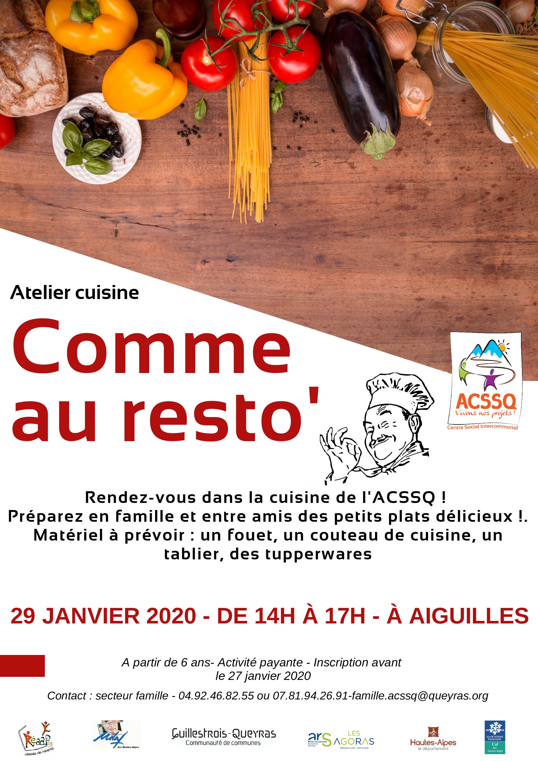 Atelier cuisine « Comme au resto »
