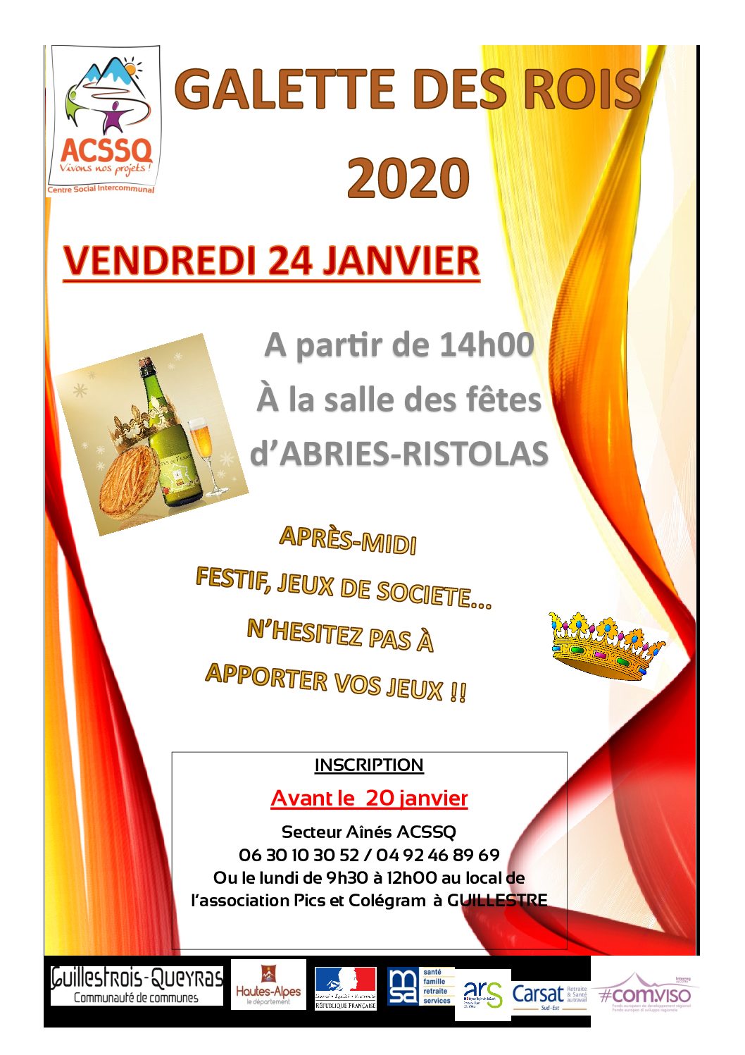 Galette des rois – Vendredi 24 janvier 2020 – Salle des fêtes d’Abriès-Ristolas