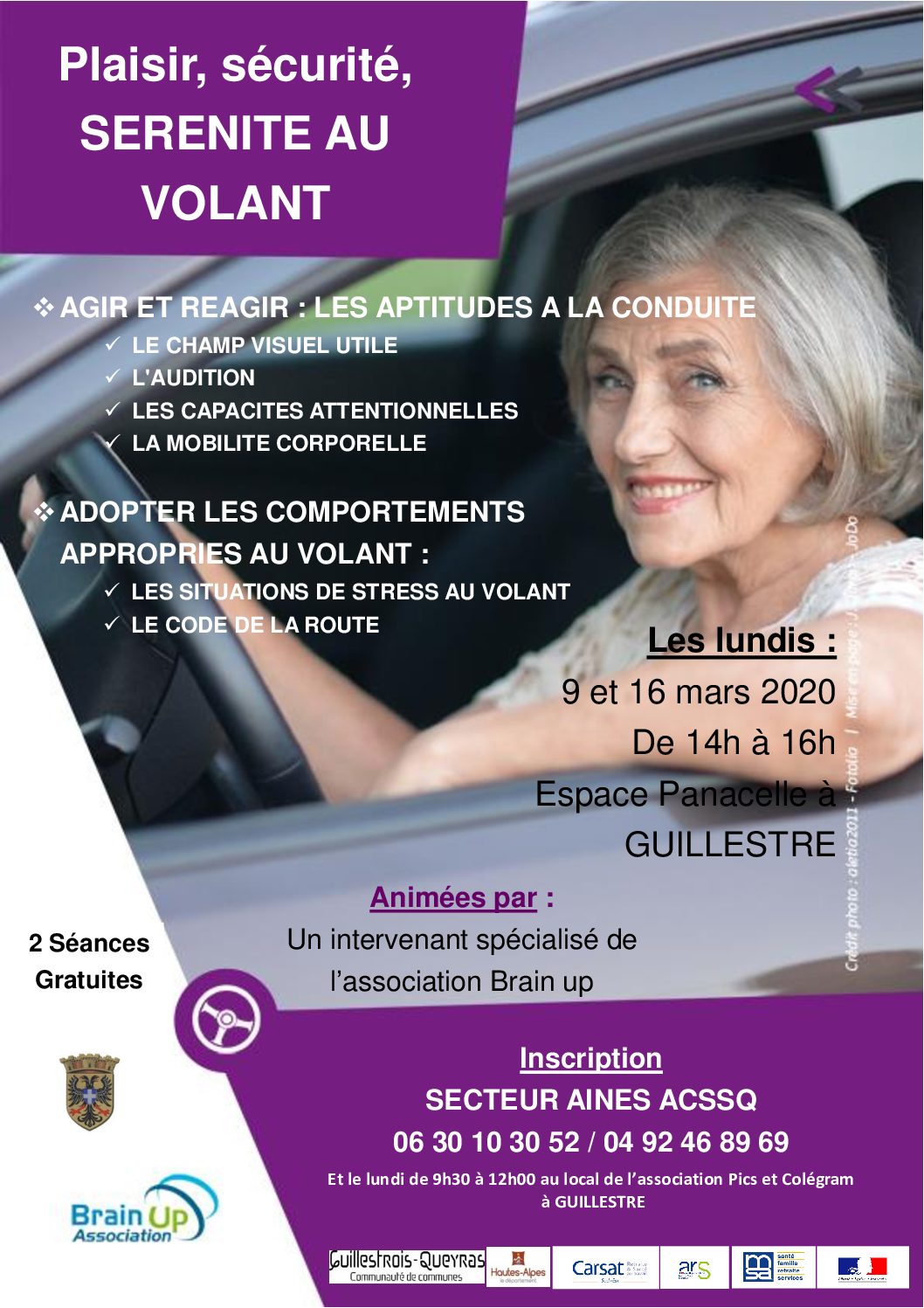 Atelier sérénité au volant – 9 et 16 mars à Guillestre