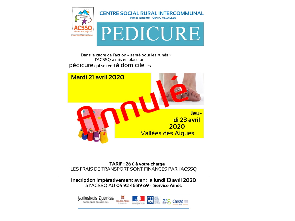 Soin pédicure à domicile annulé