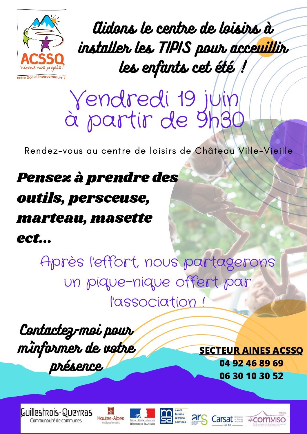 Journée installation des tipis au Centre de loisirs – 19 juin 2020