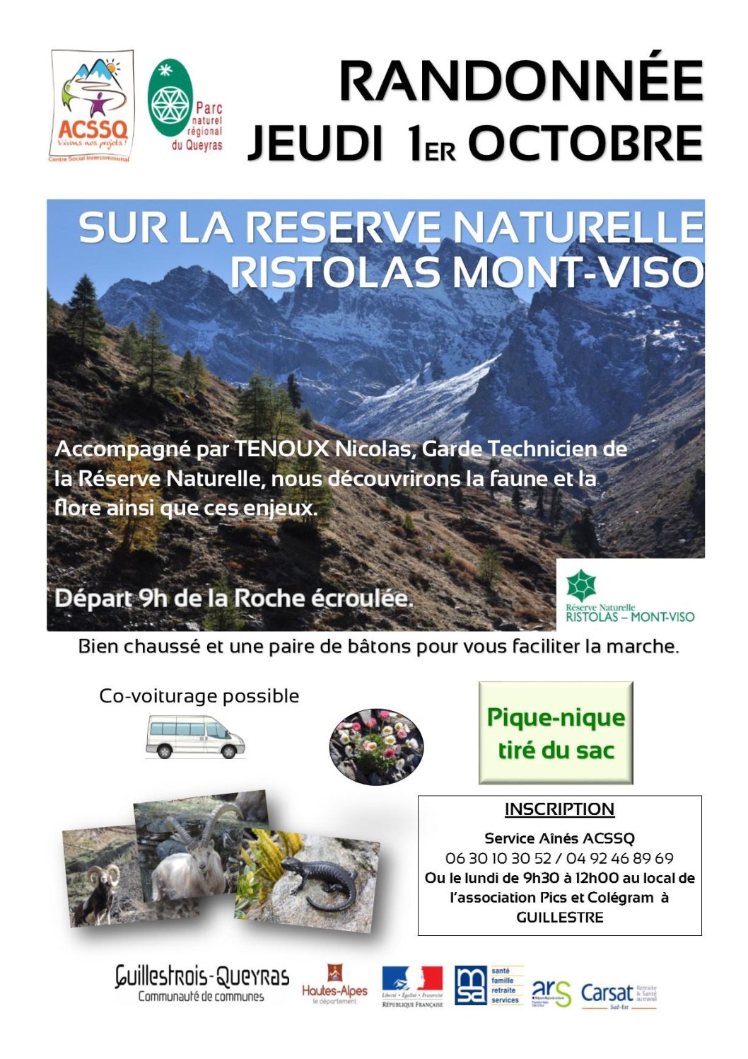 Randonnée à la réserve naturelle de Ristolas Mont-Viso – jeudi 1er octobre 2020