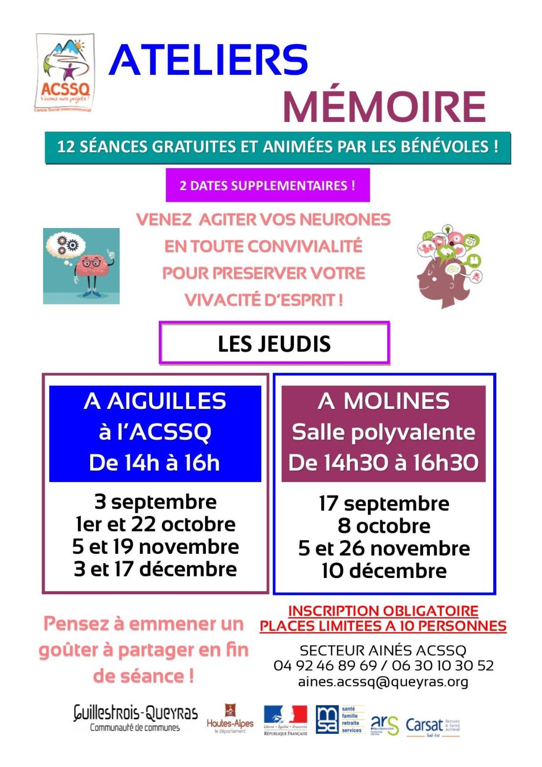 Atelier mémoire – deux séances supplémentaires !