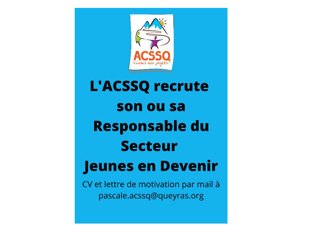 Offre emploi : Responsable du secteur Jeunes en Devenir