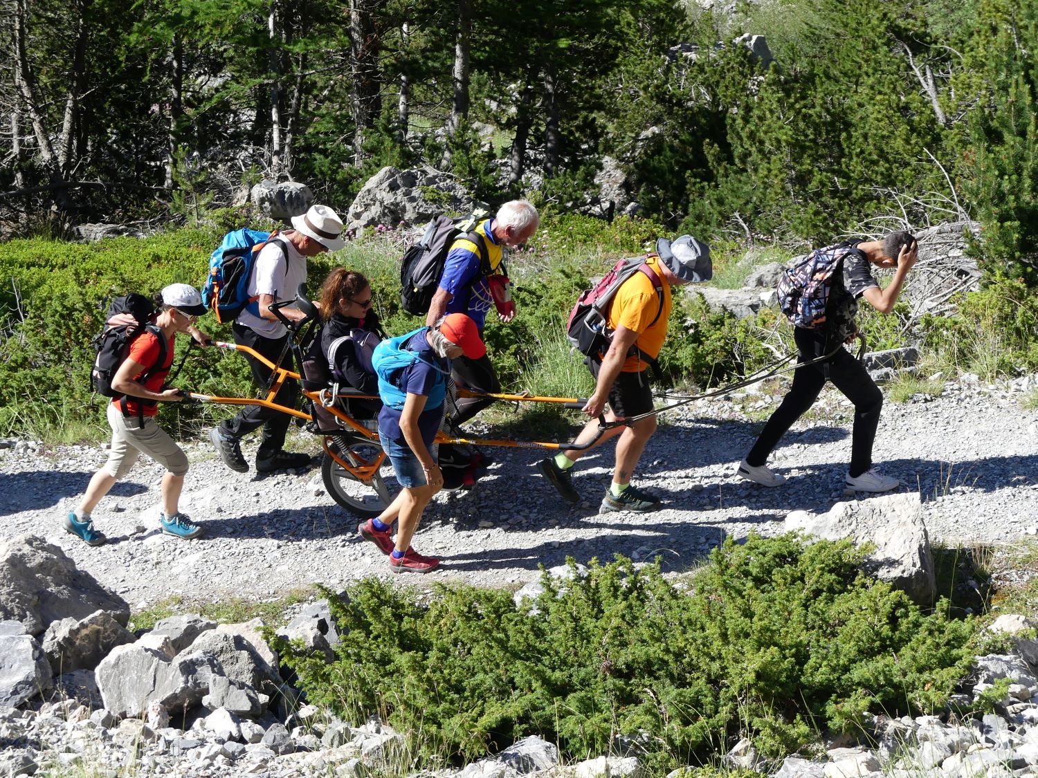 Direction le Malrif en joëlettes
